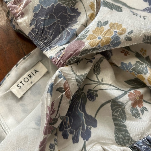 Storia Floral Print Babydoll Mini Dress With Puff Sleeves Flowy Feminine Spring - Picture 8 of 12